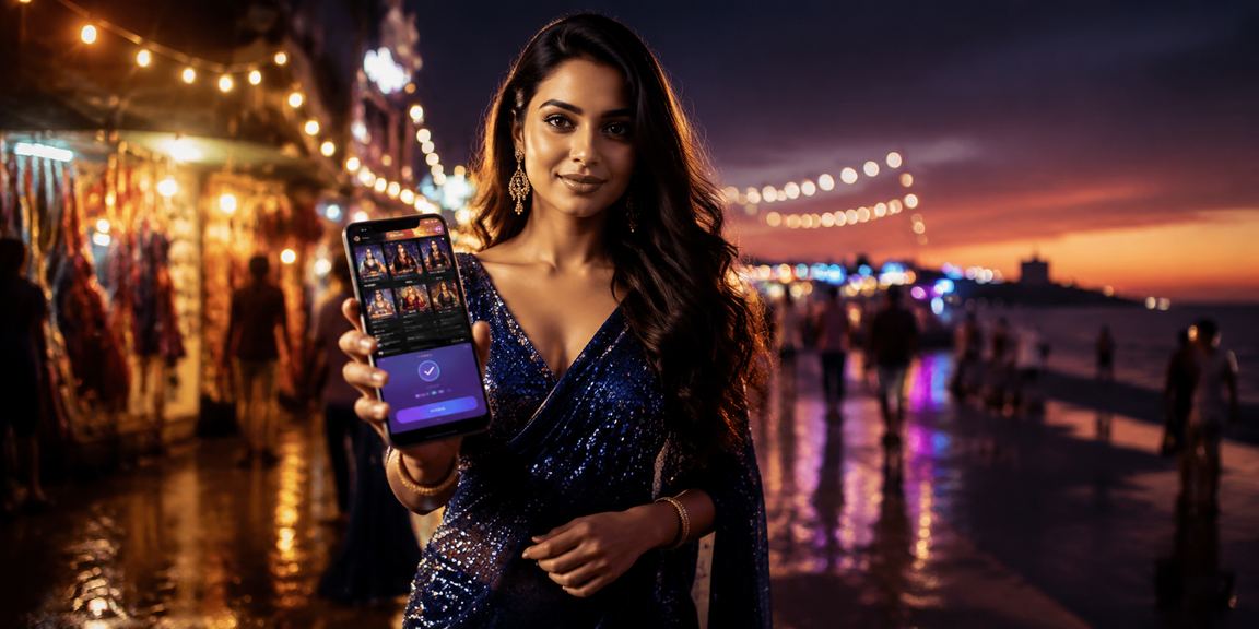 Rummy game on mobile phone at night market in Chennai